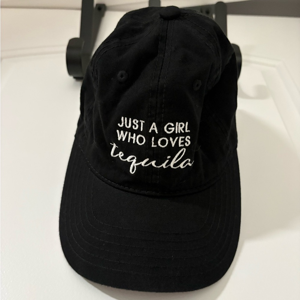 Windsor Black Baseball Cap "Just a Girl Who Loves Tequila"